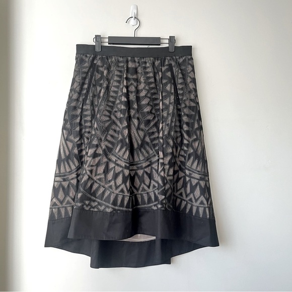 BCBGMAXAZRIA Keary High-Low Midi Geometric Burnout Mesh Lace Skirt M - Picture 5 of 8